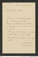 Nachlass Franz Steindachner, Brief von L. Camerano an Franz Steindachner (13.06.1906), Inv.Nr. 73.01, Seite 1
